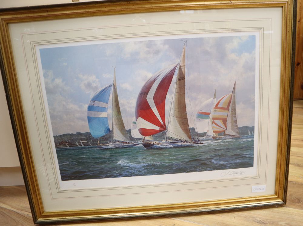J. Steven Dews, limited edition print, Racing yachts, signed in pencil, 519/850, 48 x 68cm